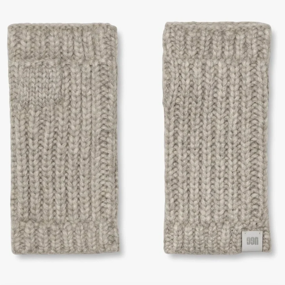 UGG WOMENS RIBBED FINGERLESS MITTENS GLOVES LIGHT GRAY OS NWT